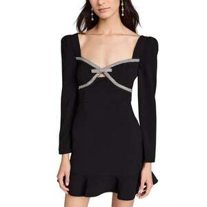 Self-Portrait Embellished Black Diamante Bow Mini Dress Size 0 NWT